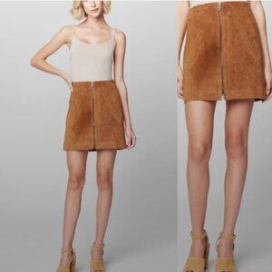 BLANKNYC 100% Leather Suede Mini Skirt Cognac Brown Size 31